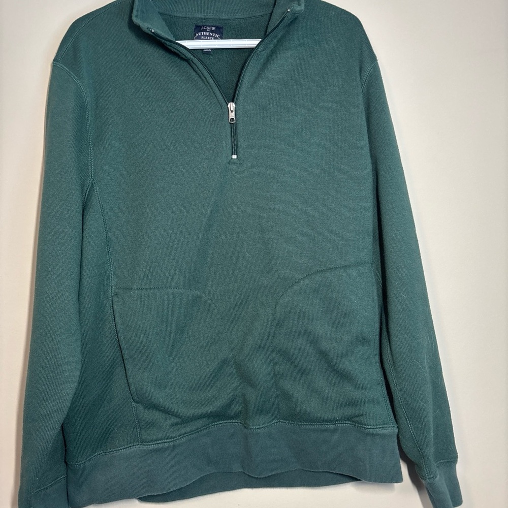 J. Crew Men's Deep Green Half-Zip Sweater